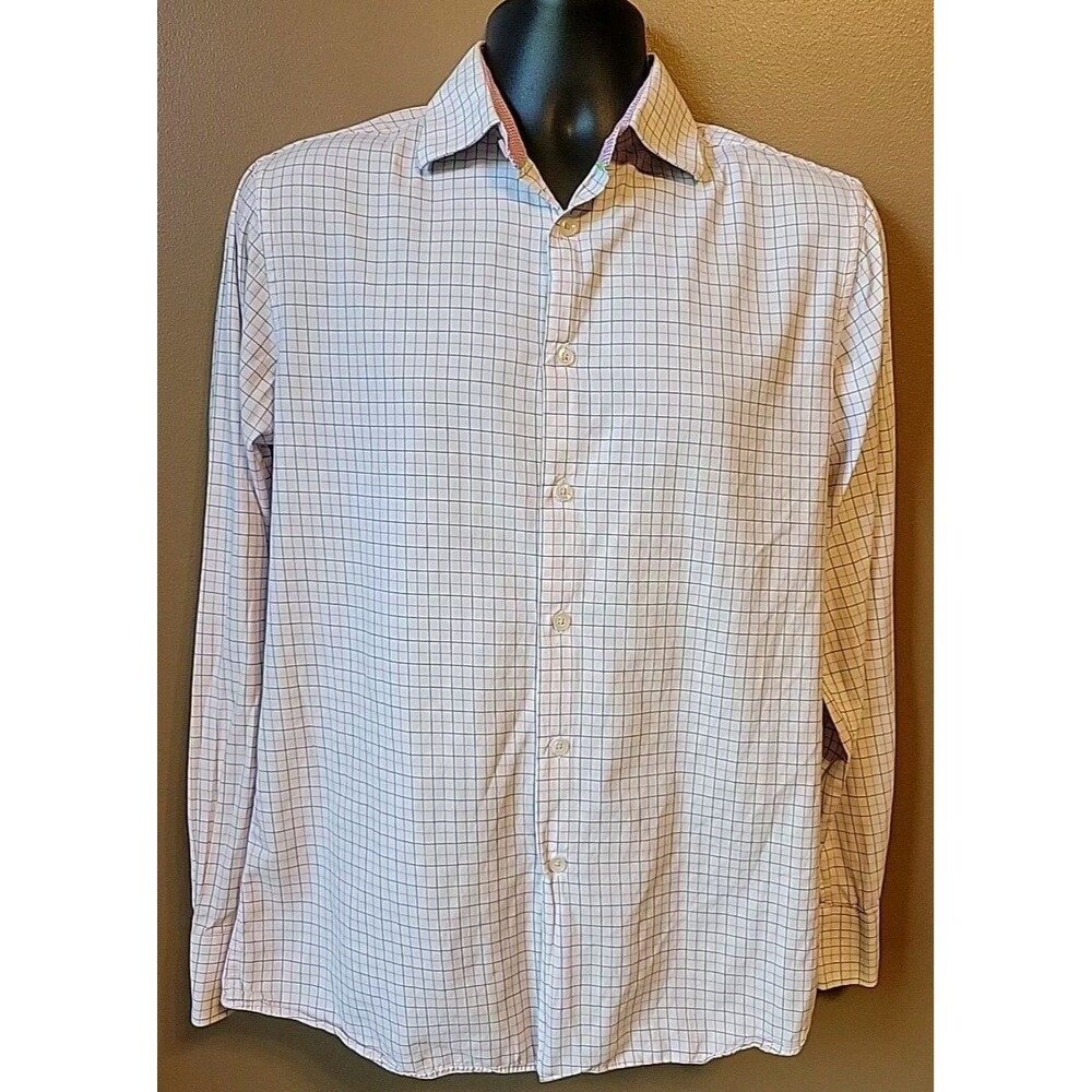 Tattersall London Plaid Cotton Button Down Shirt | 15 1/2, 34/35